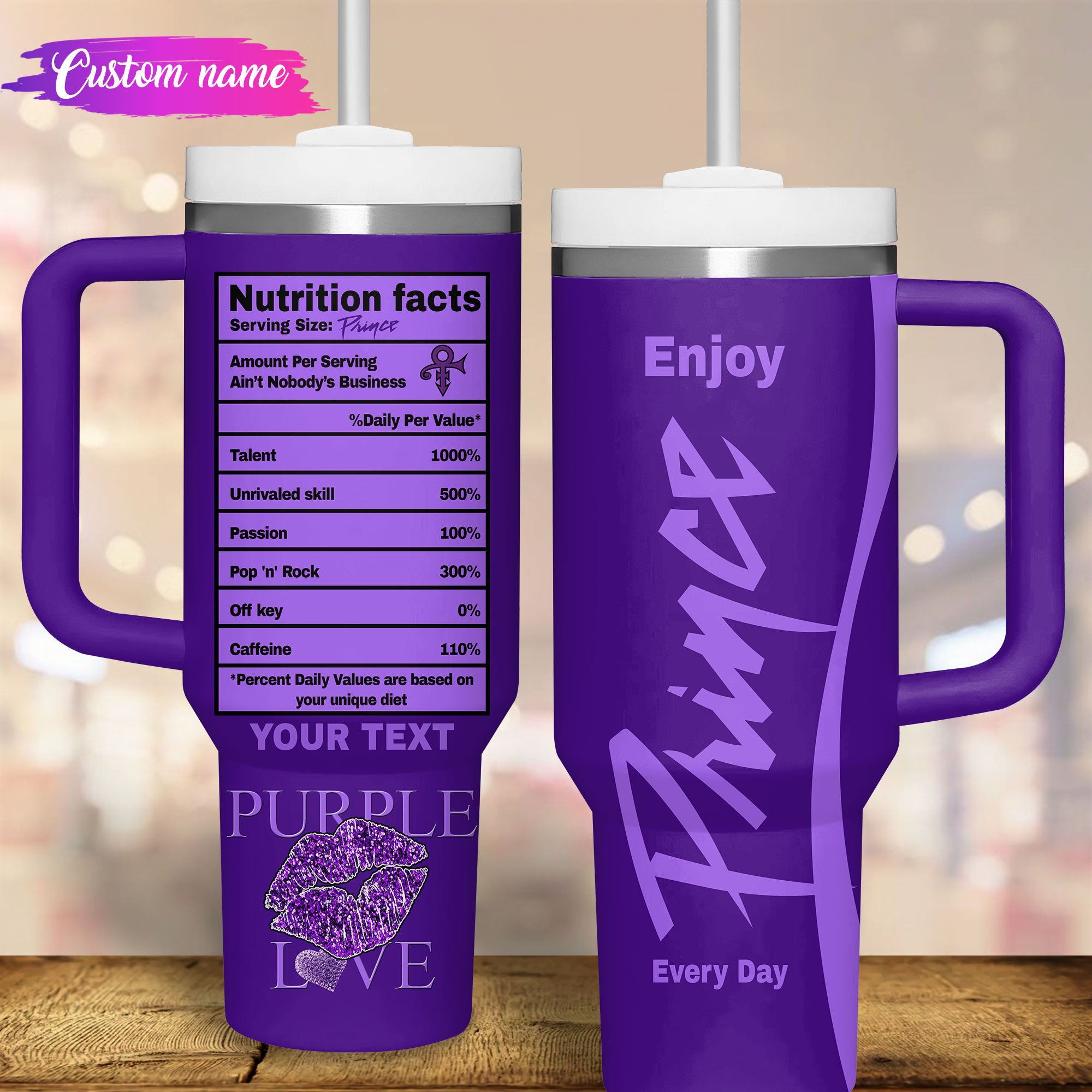 Prince Music Custom Stanley Quencher 40oz Stainless Steel Tumbler With Handle