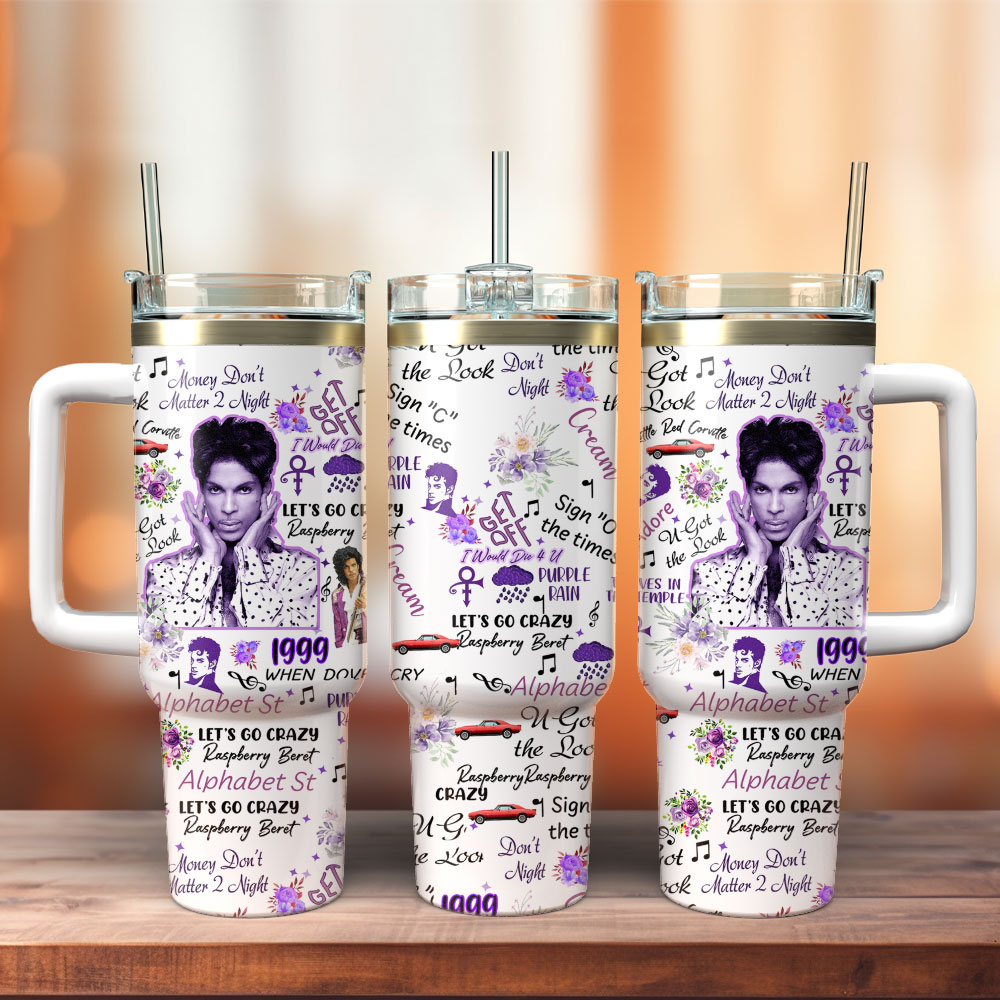 Prince Music Custom Stanley Quencher 40oz Stainless Steel Tumbler With Handle