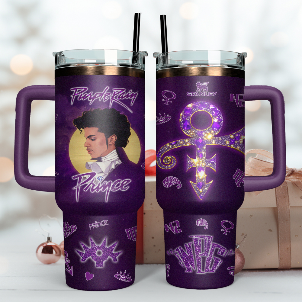 Prince Music Custom Stanley Quencher 40oz Stainless Steel Tumbler With Handle