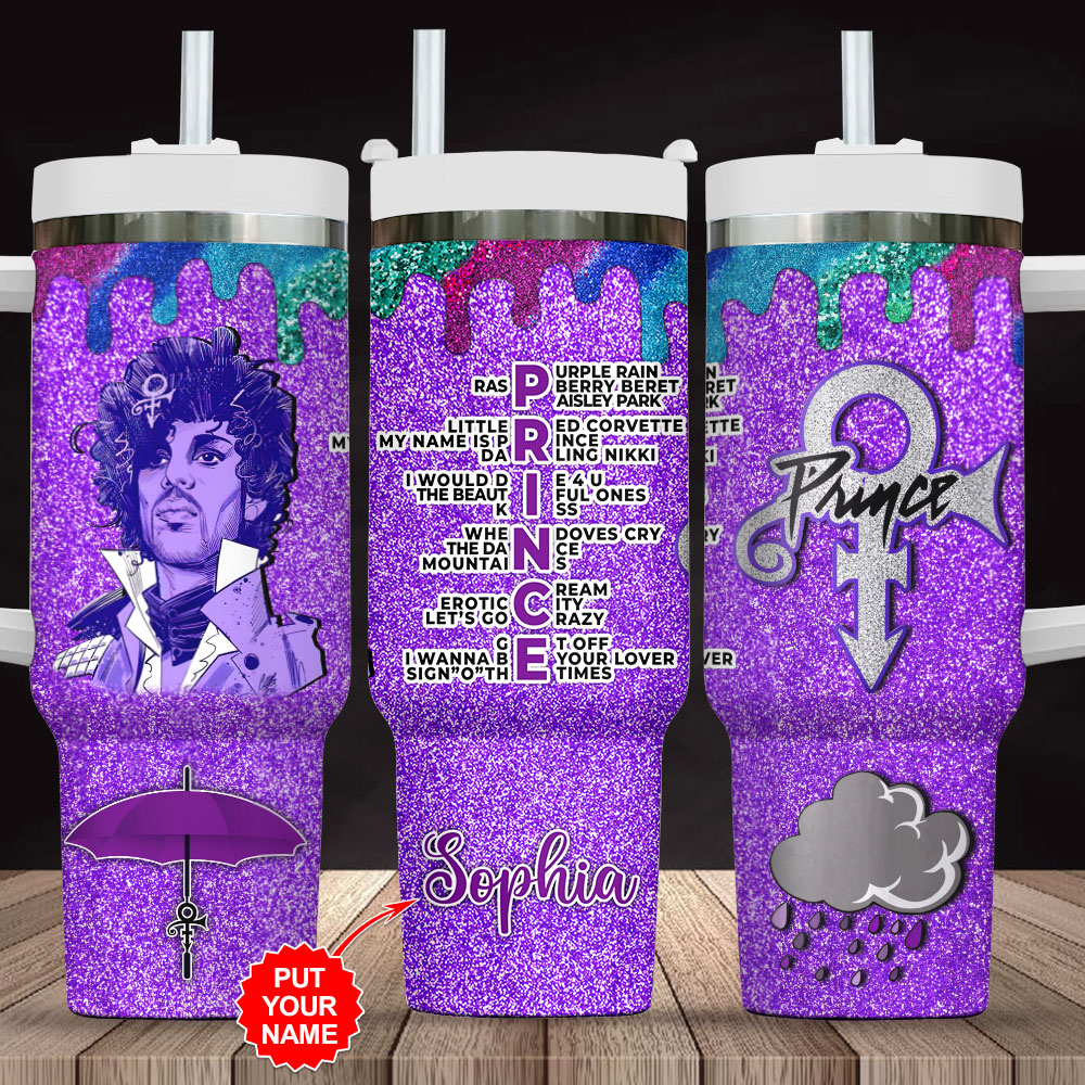 Prince Music Custom Stanley Quencher 40oz Stainless Steel Tumbler With Handle