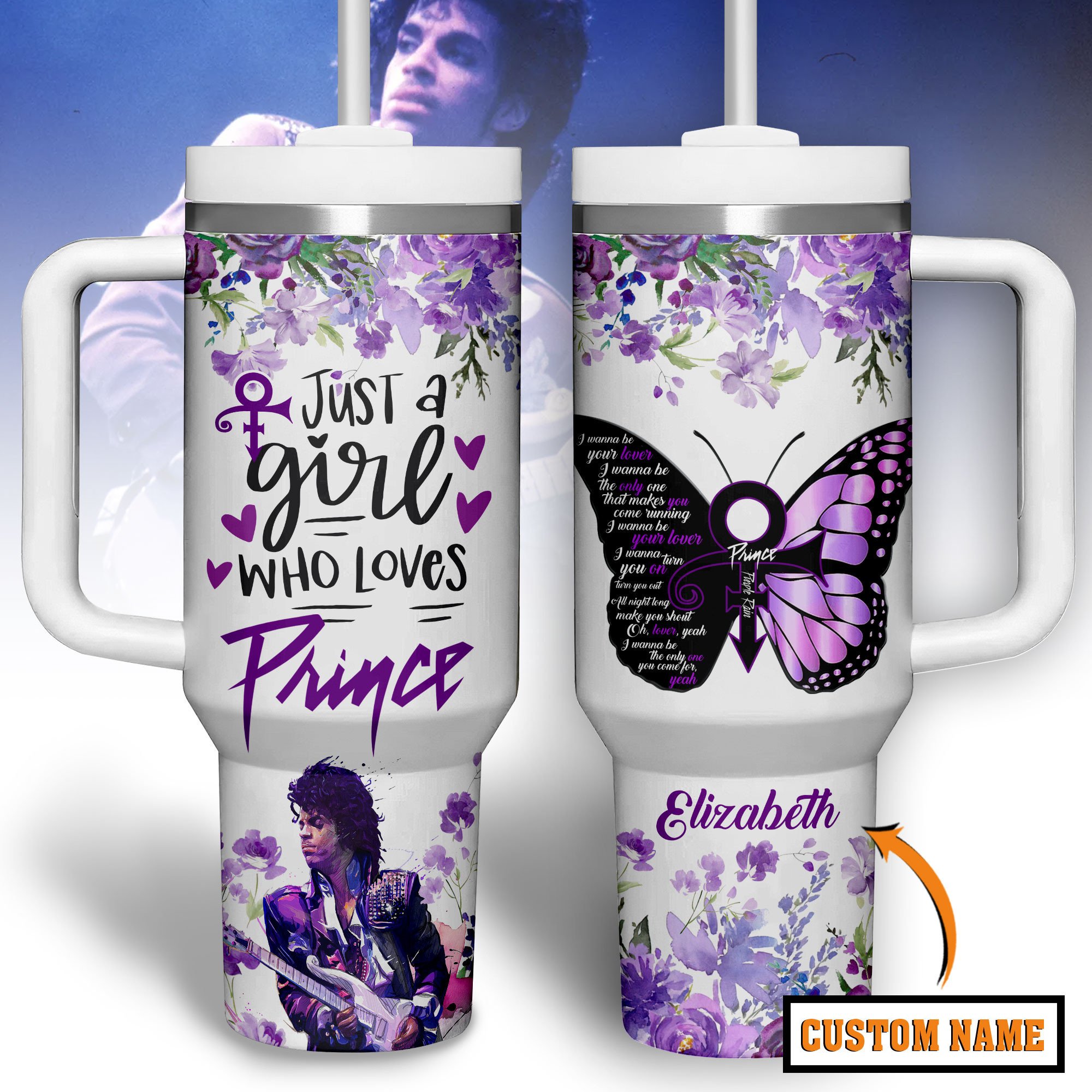 Prince Music Custom Stanley Quencher 40oz Stainless Steel Tumbler With Handle