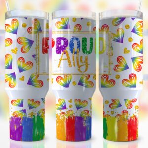 Proud Ally LGBTQ+ Custom Stanley Quencher 40oz Stainless Steel Tumbler With Handle