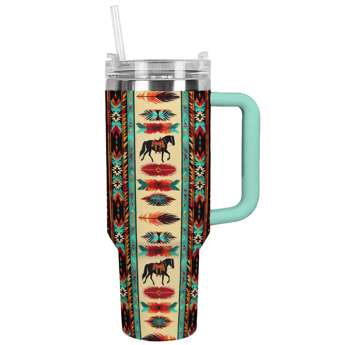 Proud Native American Custom Stanley Quencher 40oz Stainless Steel Tumbler With Handle