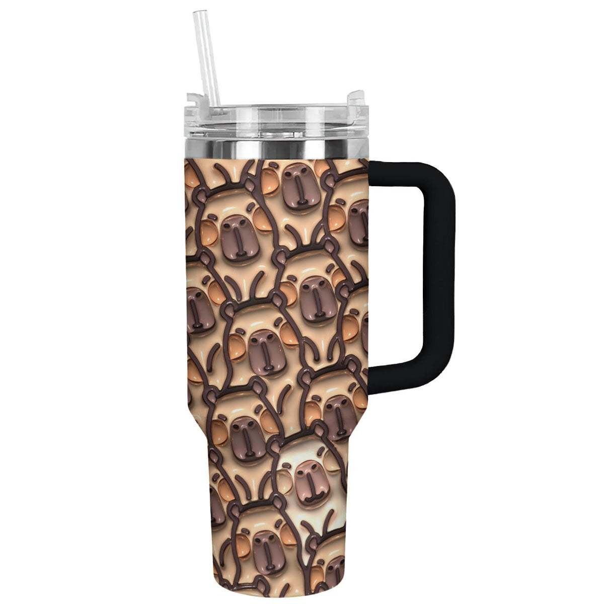 Puffy Capybaras Custom Stanley Quencher 40oz Stainless Steel Tumbler With Handle