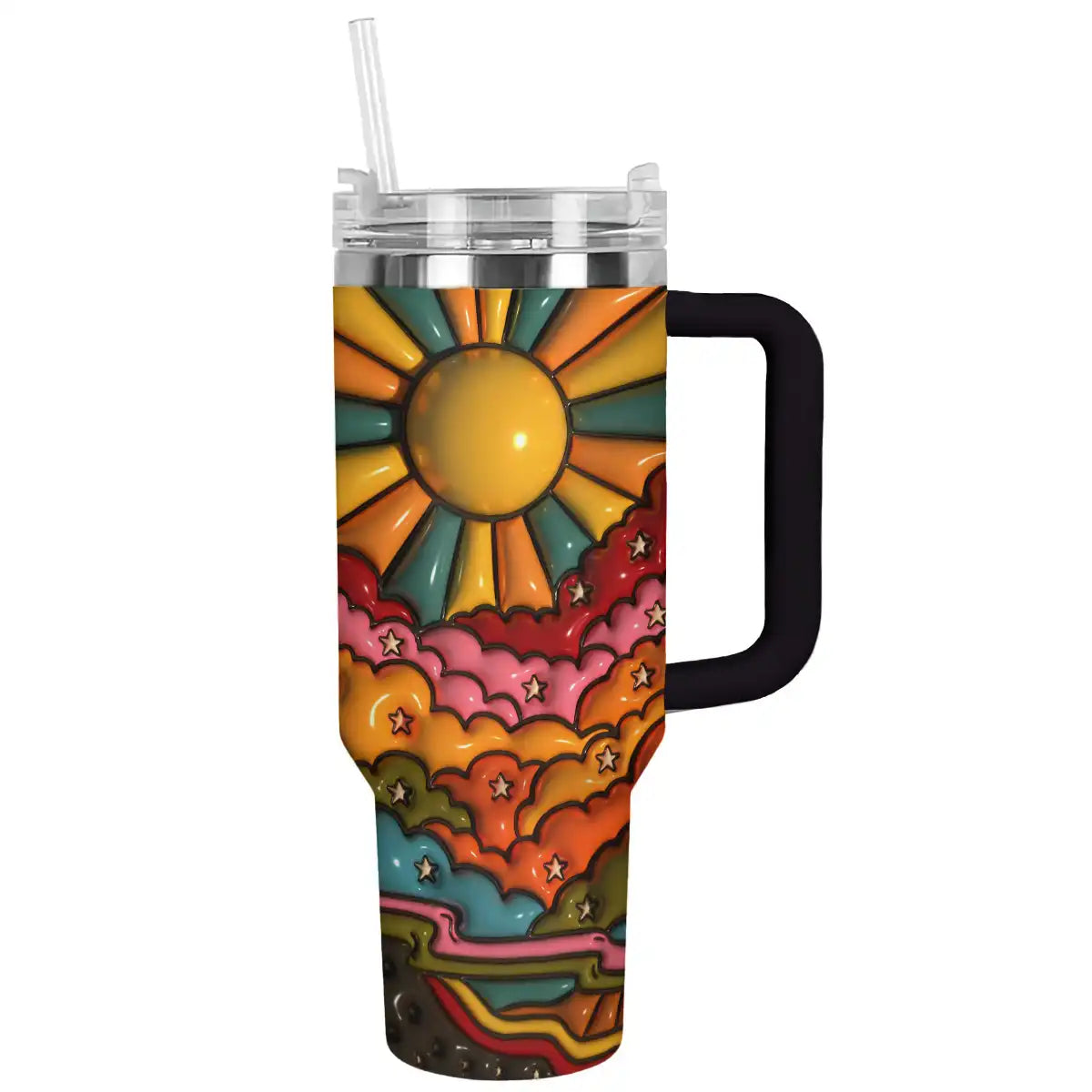 Puffy Sunshine Custom Stanley Quencher 40oz Stainless Steel Tumbler With Handle
