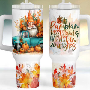 Pumpkin Kisses Halloween Custom Stanley Quencher 40oz Stainless Steel Tumbler With Handle