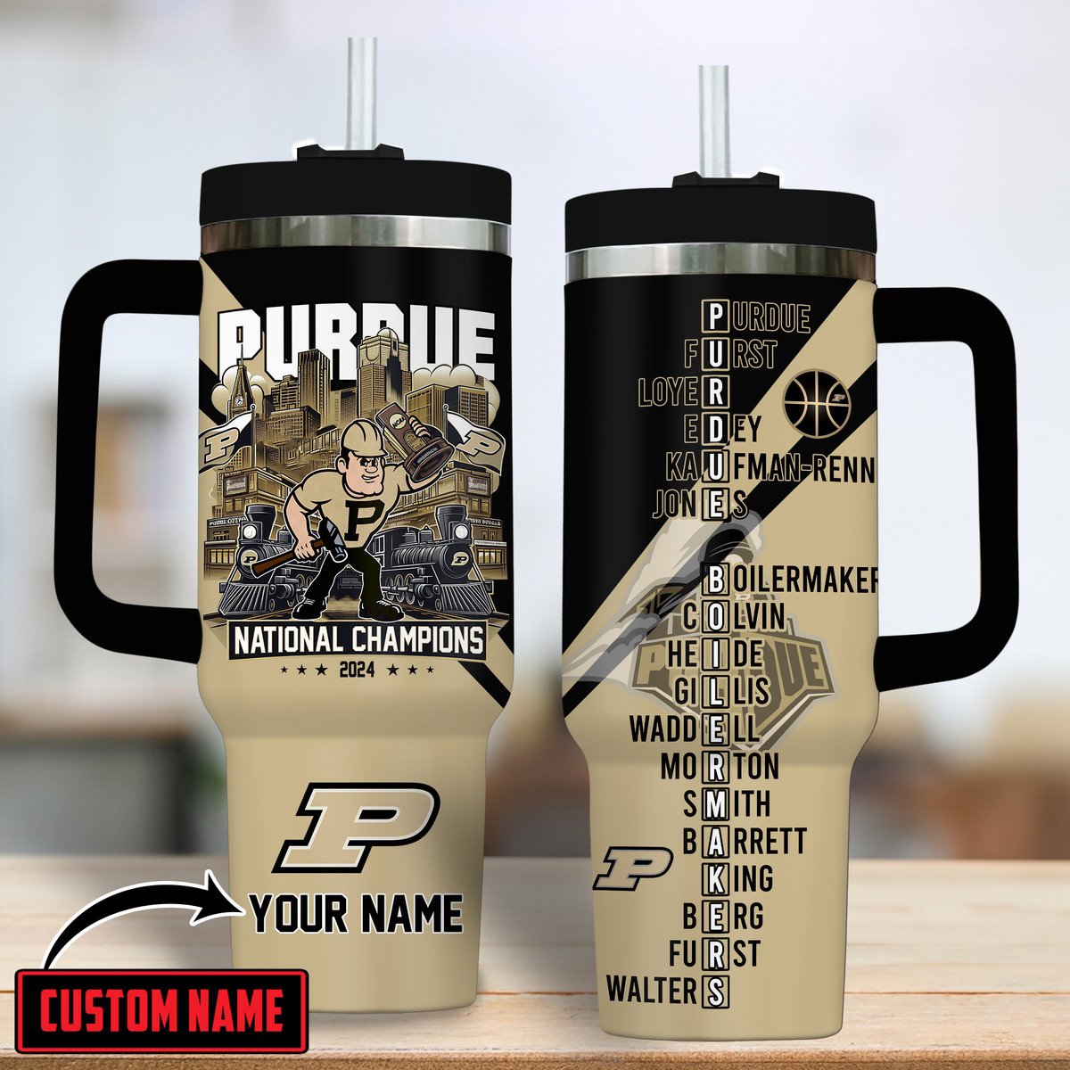 Purdue Boilermakers basketball NCAA Custom Stanley Quencher 40oz Stainless Steel Tumbler With Handle