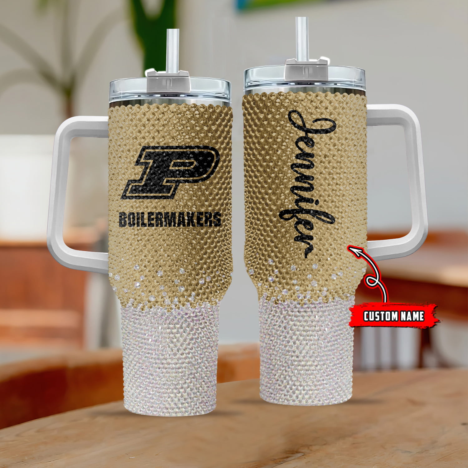 Purdue Boilermakers NCAA Custom Stanley Quencher 40oz Stainless Steel Tumbler With Handle
