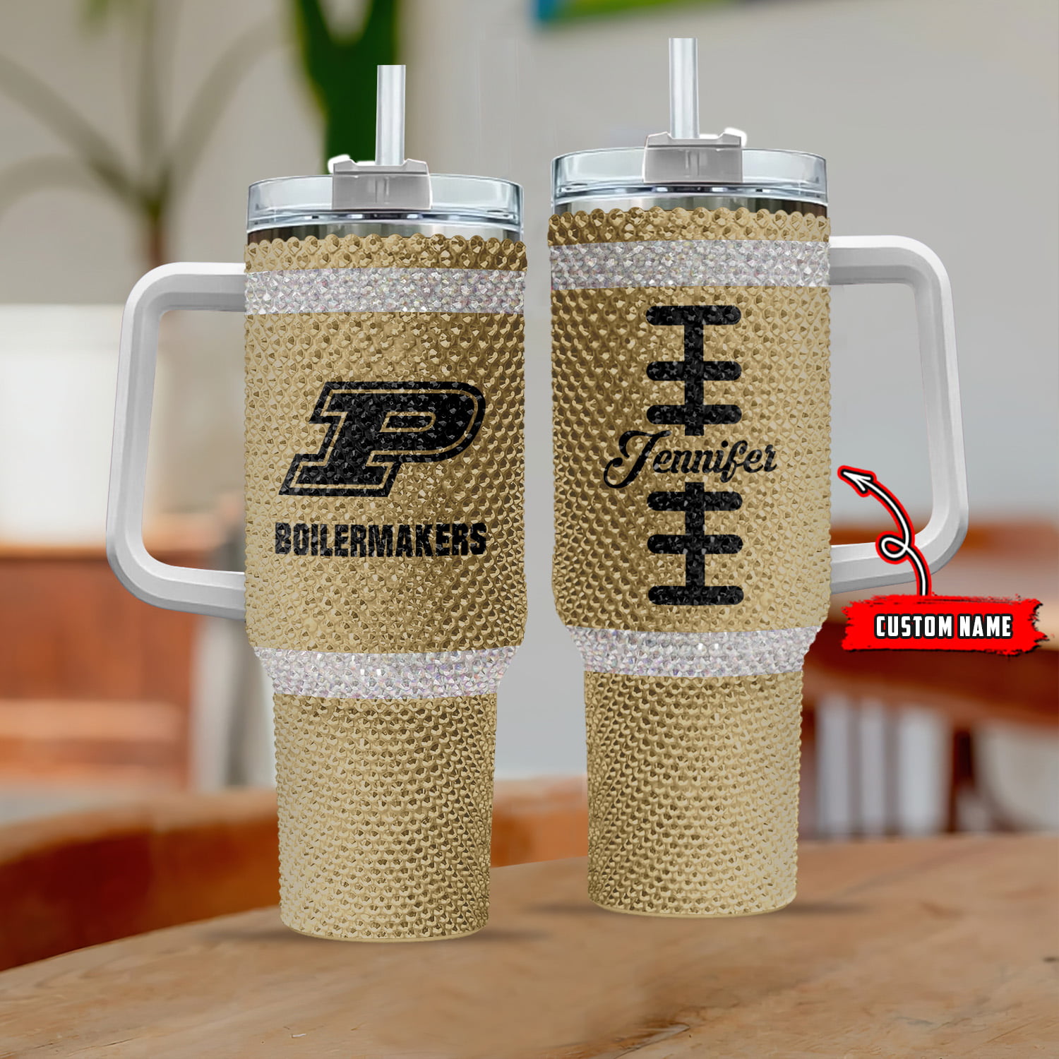 Purdue Boilermakers NCAA Custom Stanley Quencher 40oz Stainless Steel Tumbler With Handle