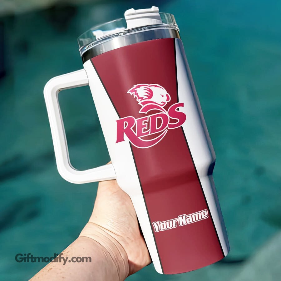 Queensland Reds Super Rugby Custom Stanley Quencher 40oz Stainless Steel Tumbler With Handle