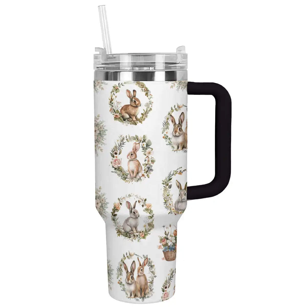 Rabbit Custom Stanley Quencher 40oz Stainless Steel Tumbler With Handle