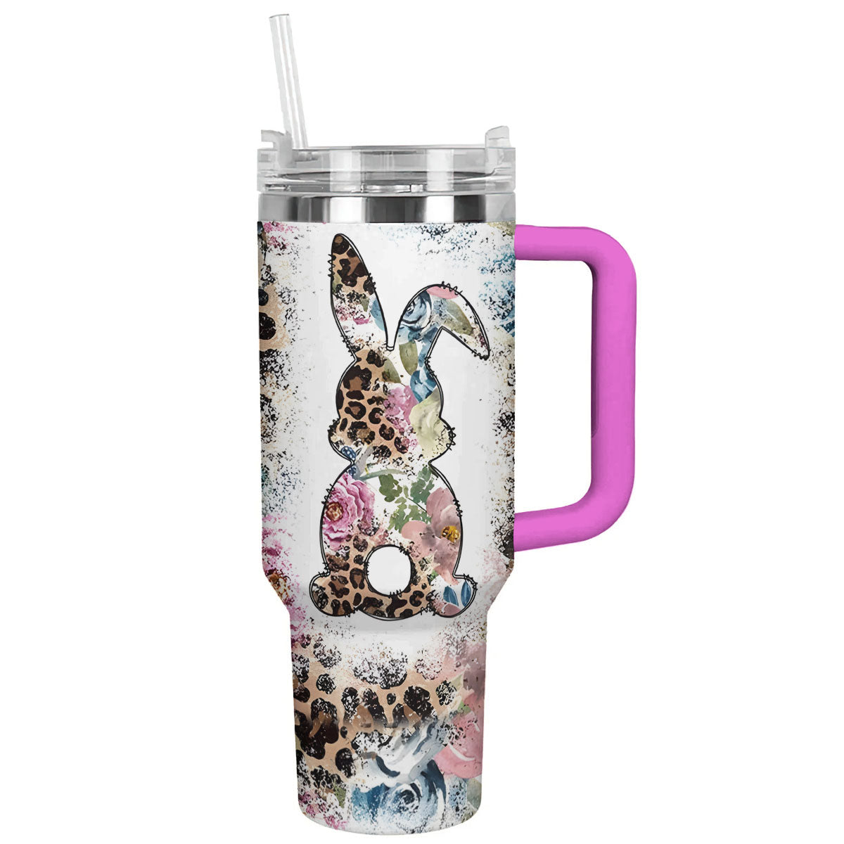 Rabbit Custom Stanley Quencher 40oz Stainless Steel Tumbler With Handle