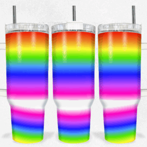 Rainbow Custom Stanley Quencher 40oz Stainless Steel Tumbler With Handle