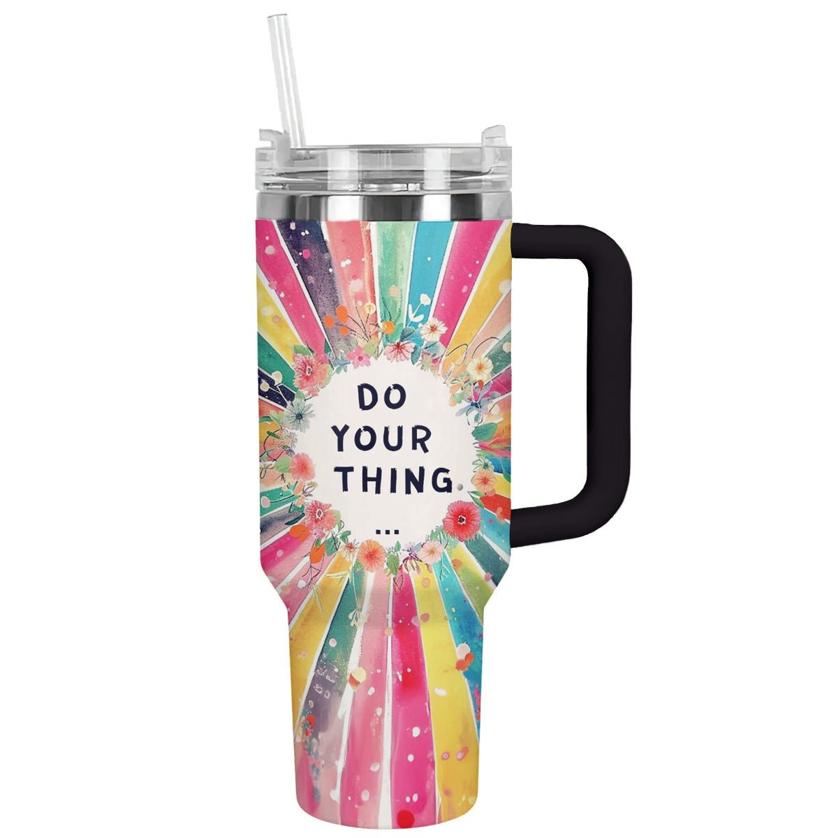 Rainbow Do Your Things Custom Stanley Quencher 40oz Stainless Steel Tumbler With Handle