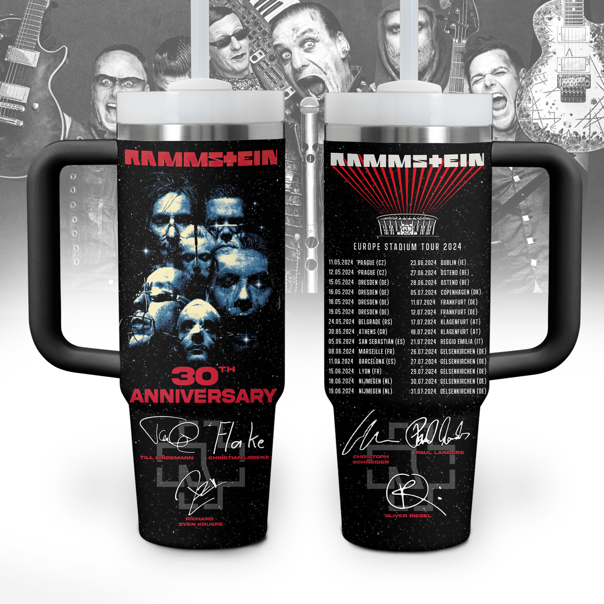 Rammstein Music Custom Stanley Quencher 40oz Stainless Steel Tumbler With Handle