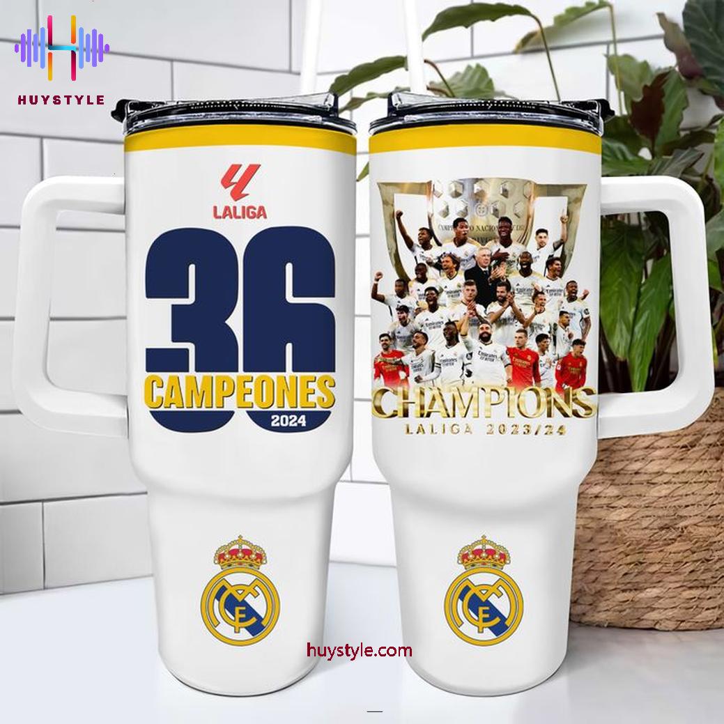 Real Madrid Campeones 2024 Custom Stanley Quencher 40oz Stainless Steel Tumbler With Handle