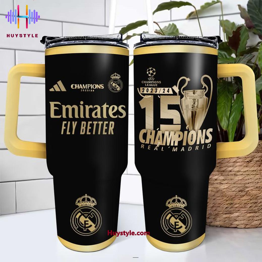 Real Madrid CF Champions Custom Stanley Quencher 40oz Stainless Steel Tumbler With Handle
