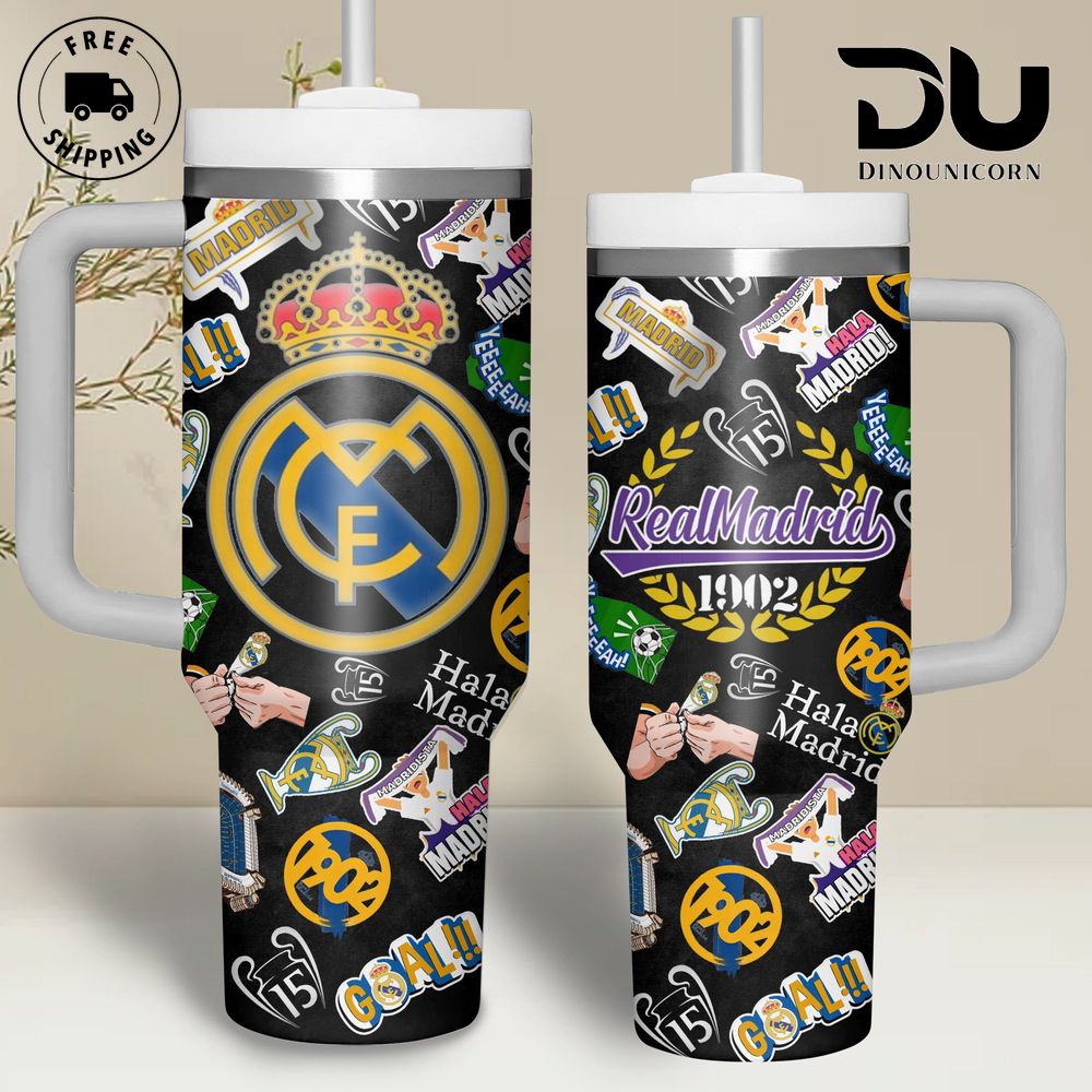Real Madrid CF Custom Stanley Quencher 40oz Stainless Steel Tumbler With Handle