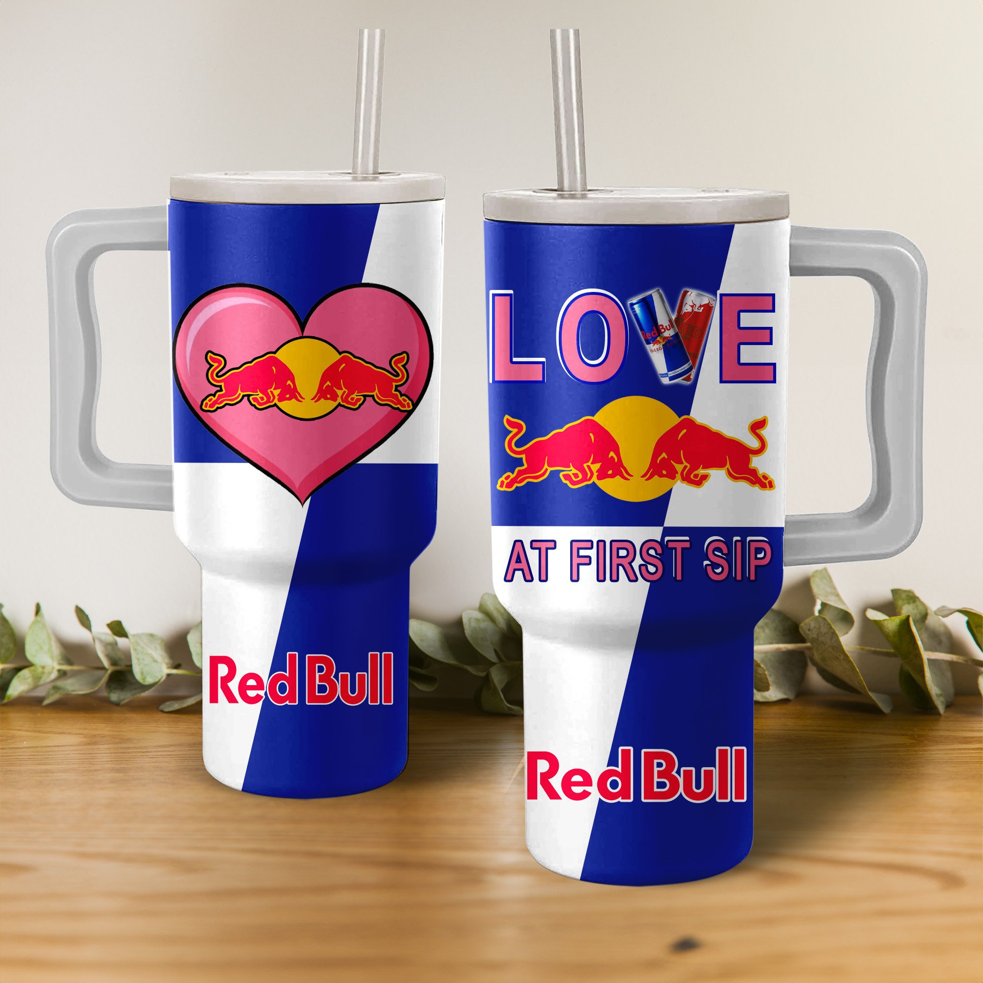Red Bull Drinks Custom Stanley Quencher 40oz Stainless Steel Tumbler With Handle