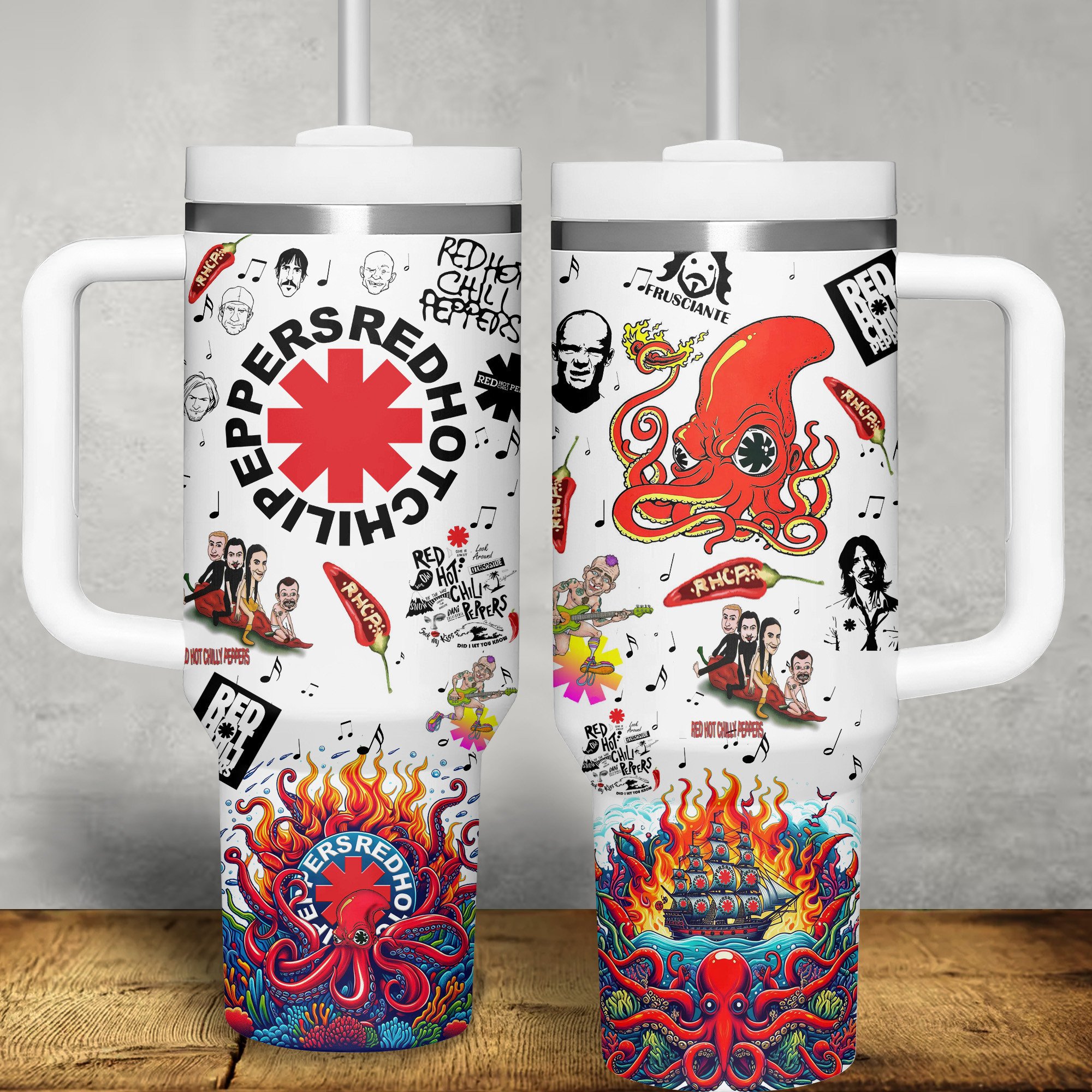 Red Hot Chili Peppers Music Custom Stanley Quencher 40oz Stainless Steel Tumbler With Handle