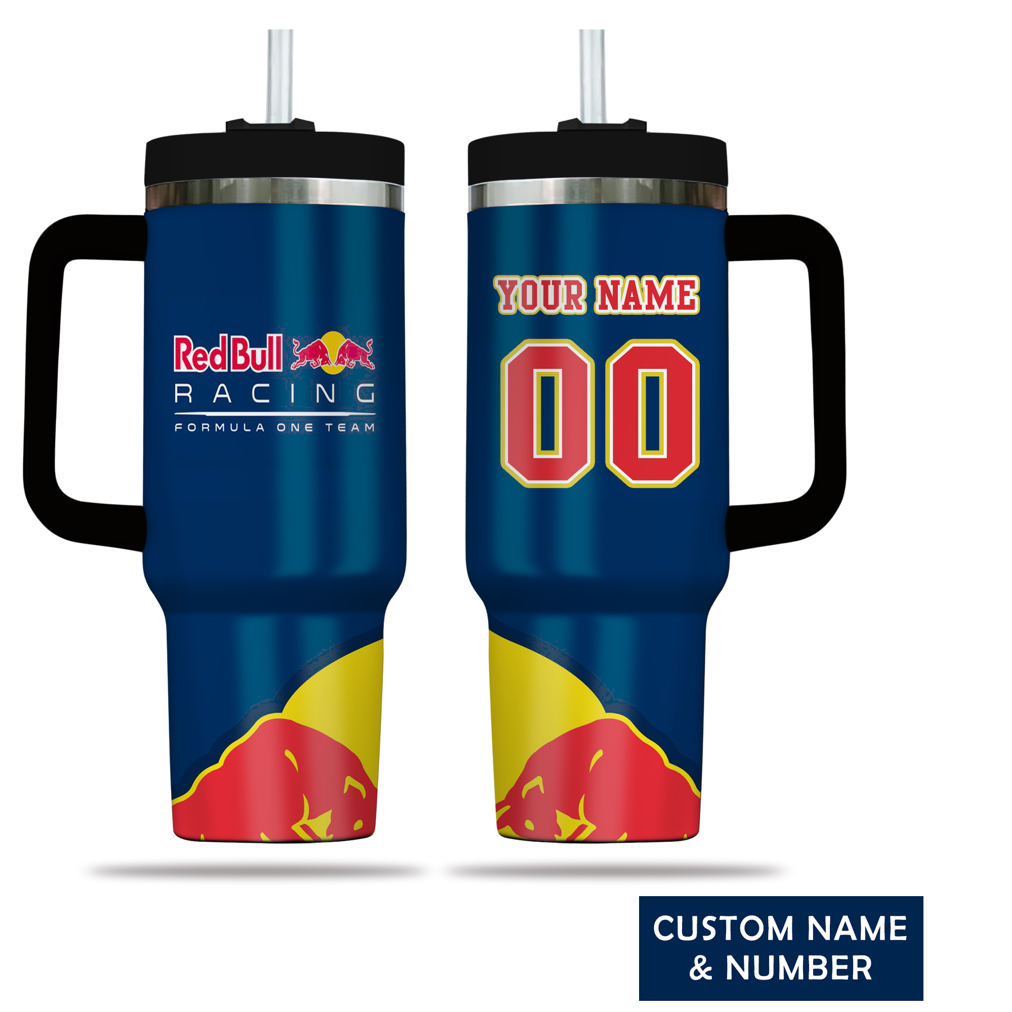 RedBullSport Custom Stanley Quencher 40oz Stainless Steel Tumbler With Handle
