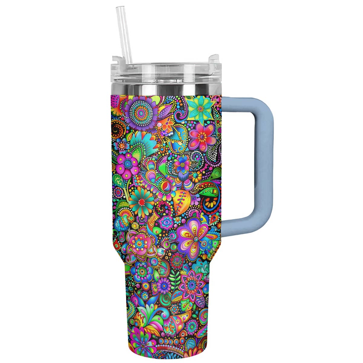 Resplendent Flowers Custom Stanley Quencher 40oz Stainless Steel Tumbler With Handle