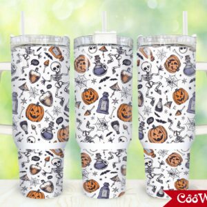 Retro Halloween Custom Stanley Quencher 40oz Stainless Steel Tumbler With Handle
