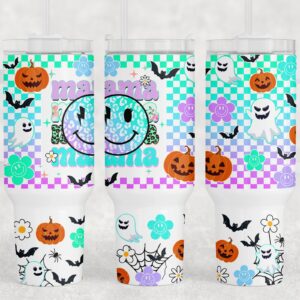 Retro Halloween Mama Custom Stanley Quencher 40oz Stainless Steel Tumbler With Handle