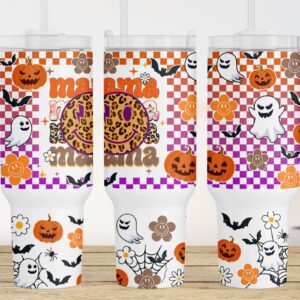 Retro Halloween Mama Custom Stanley Quencher 40oz Stainless Steel Tumbler With Handle
