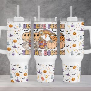 Retro Halloween Vibes Custom Stanley Quencher 40oz Stainless Steel Tumbler With Handle