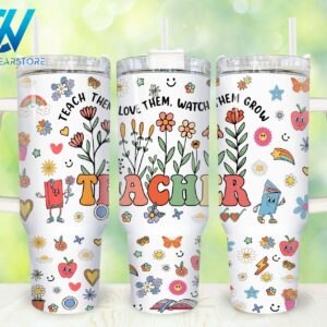 Retro Teacher Custom Stanley Quencher 40oz Stainless Steel Tumbler With Handle