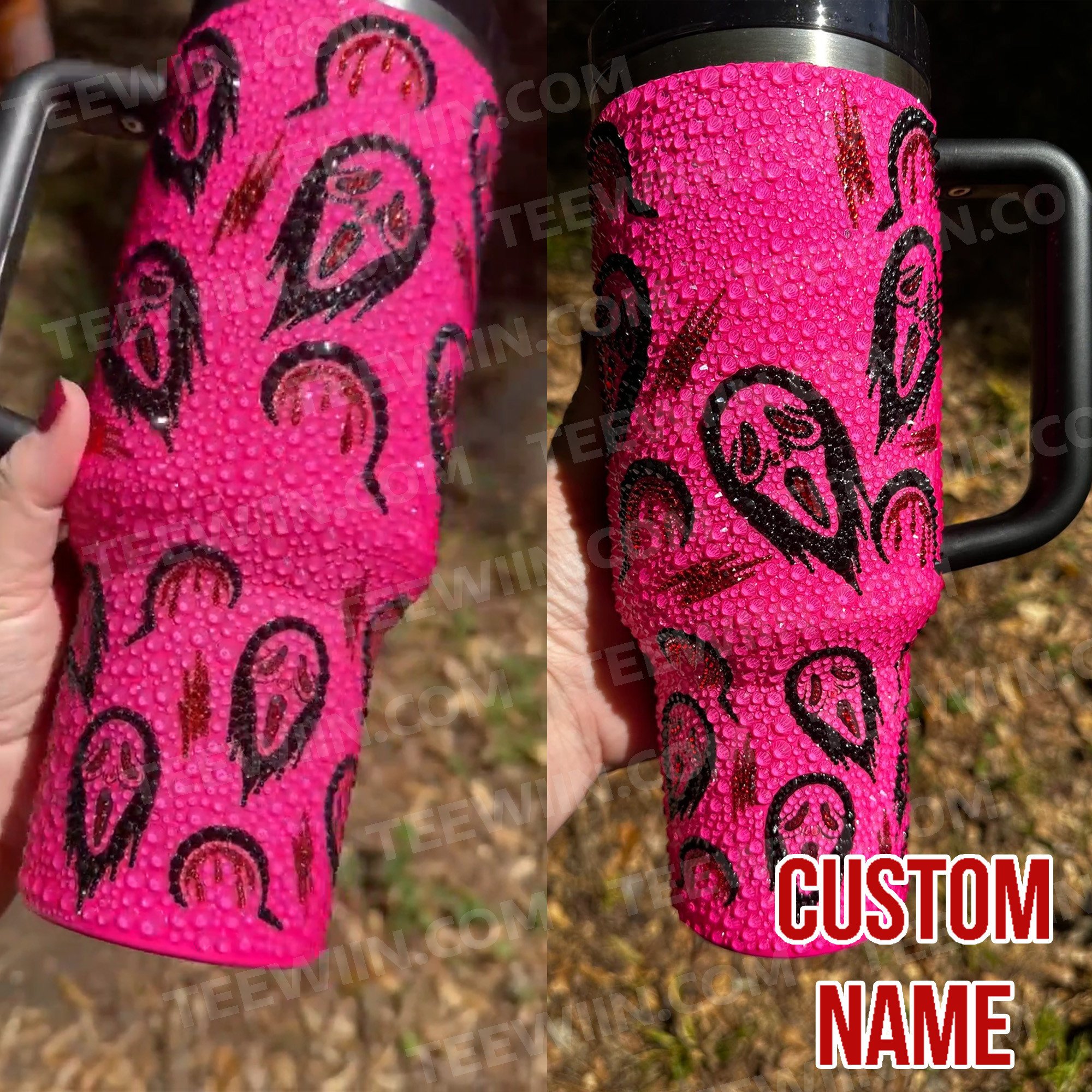 Rhinestone Bling Halloween Horror Characters Movies Custom Stanley Quencher 40oz Stainless Steel Tumbler With Handle