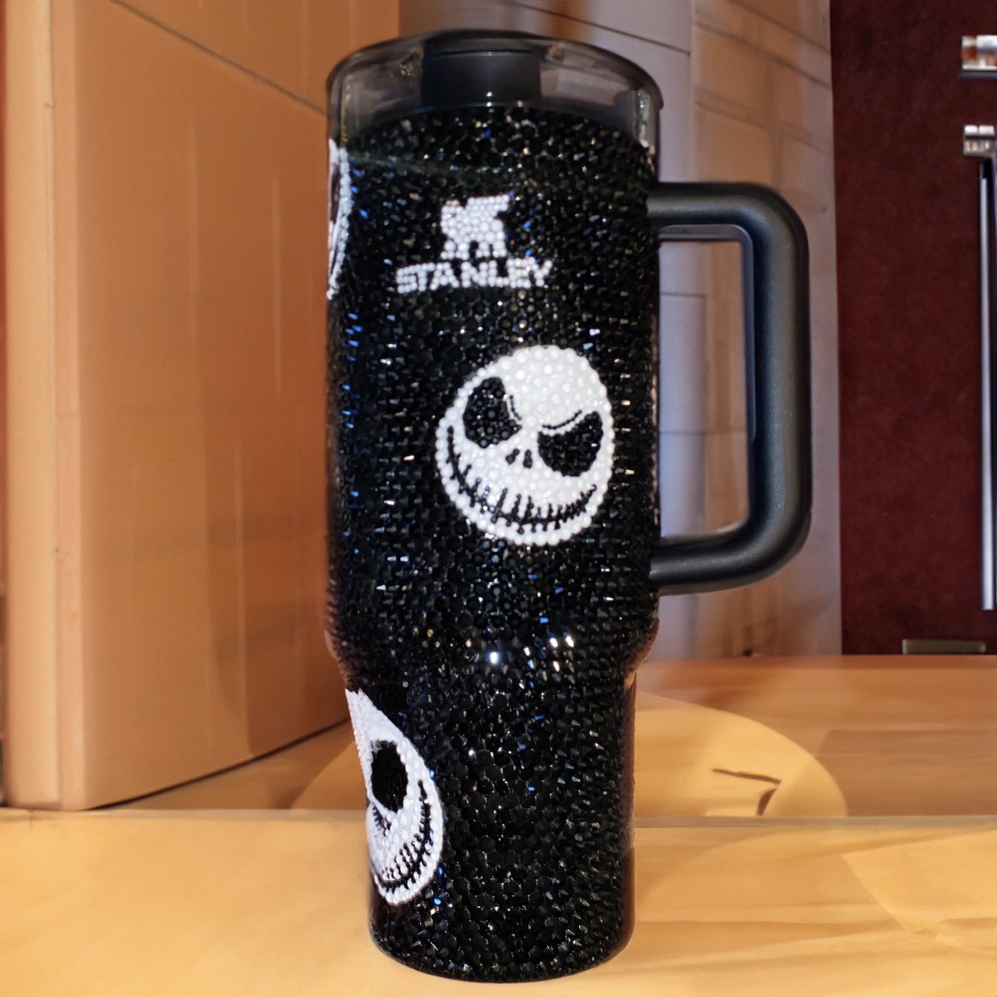 Rhinestone Bling Halloween Jack Skellington Movies Custom Stanley Quencher 40oz Stainless Steel Tumbler With Handle
