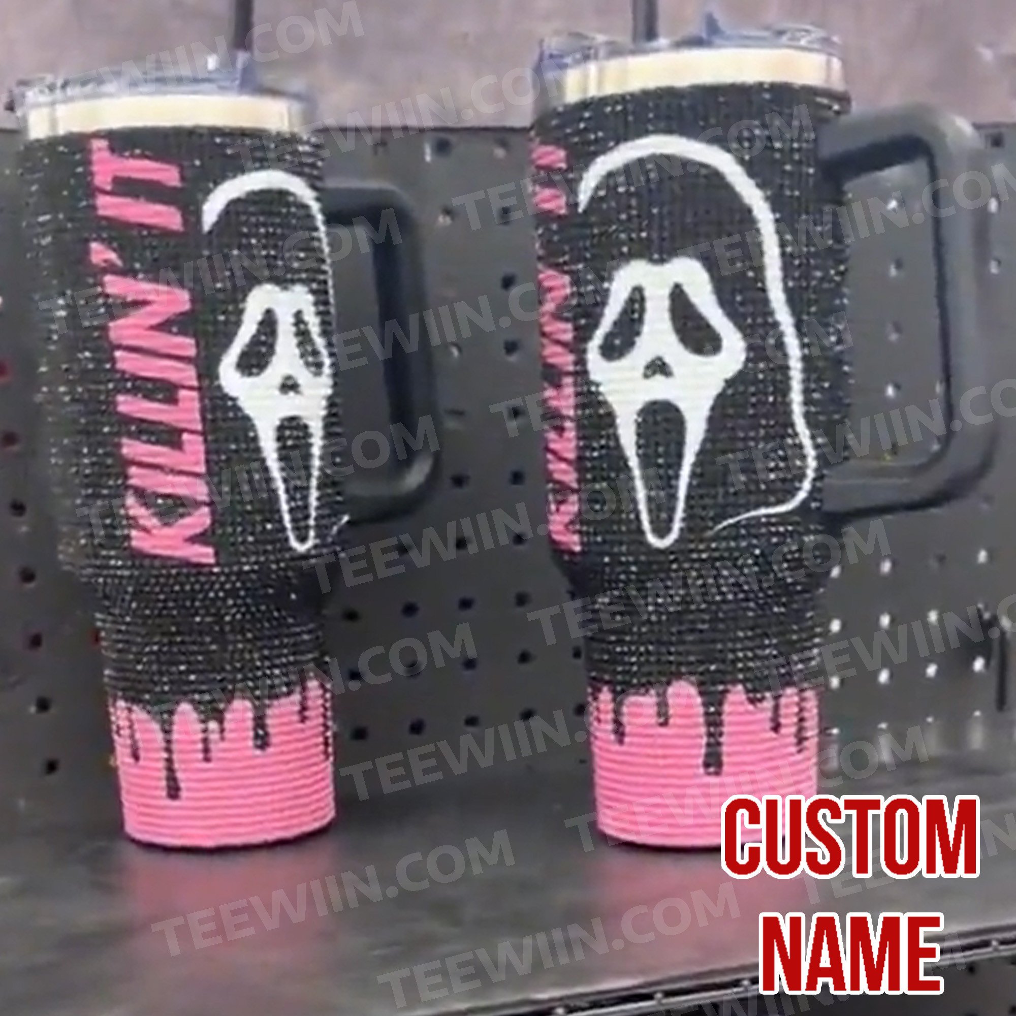 Rhinestone Bling Halloween Spooky Season Custom Stanley Quencher 40oz Stainless Steel Tumbler With Handle