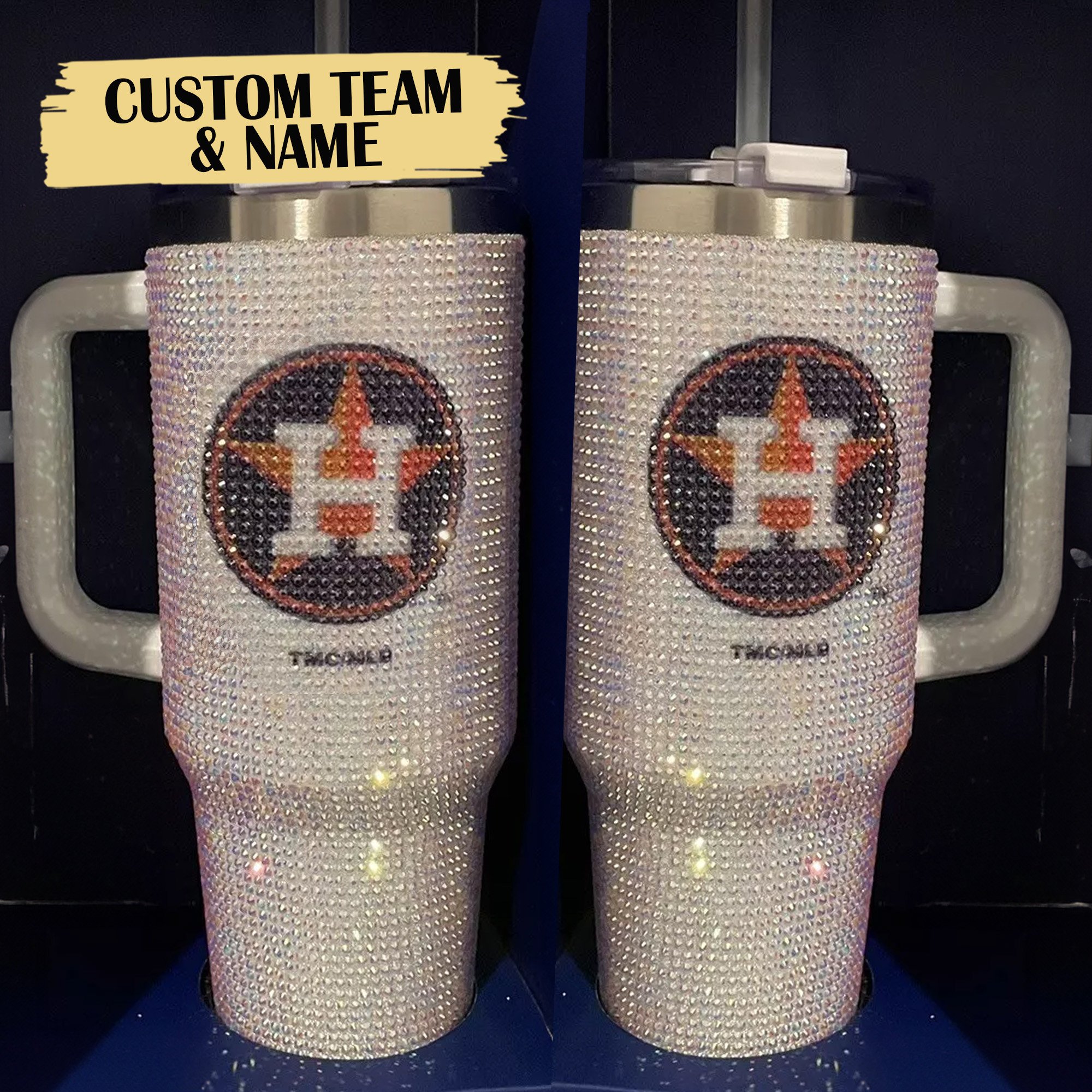 Rhinestone Bling Houston Astros MLB Custom Stanley Quencher 40oz Stainless Steel Tumbler With Handle