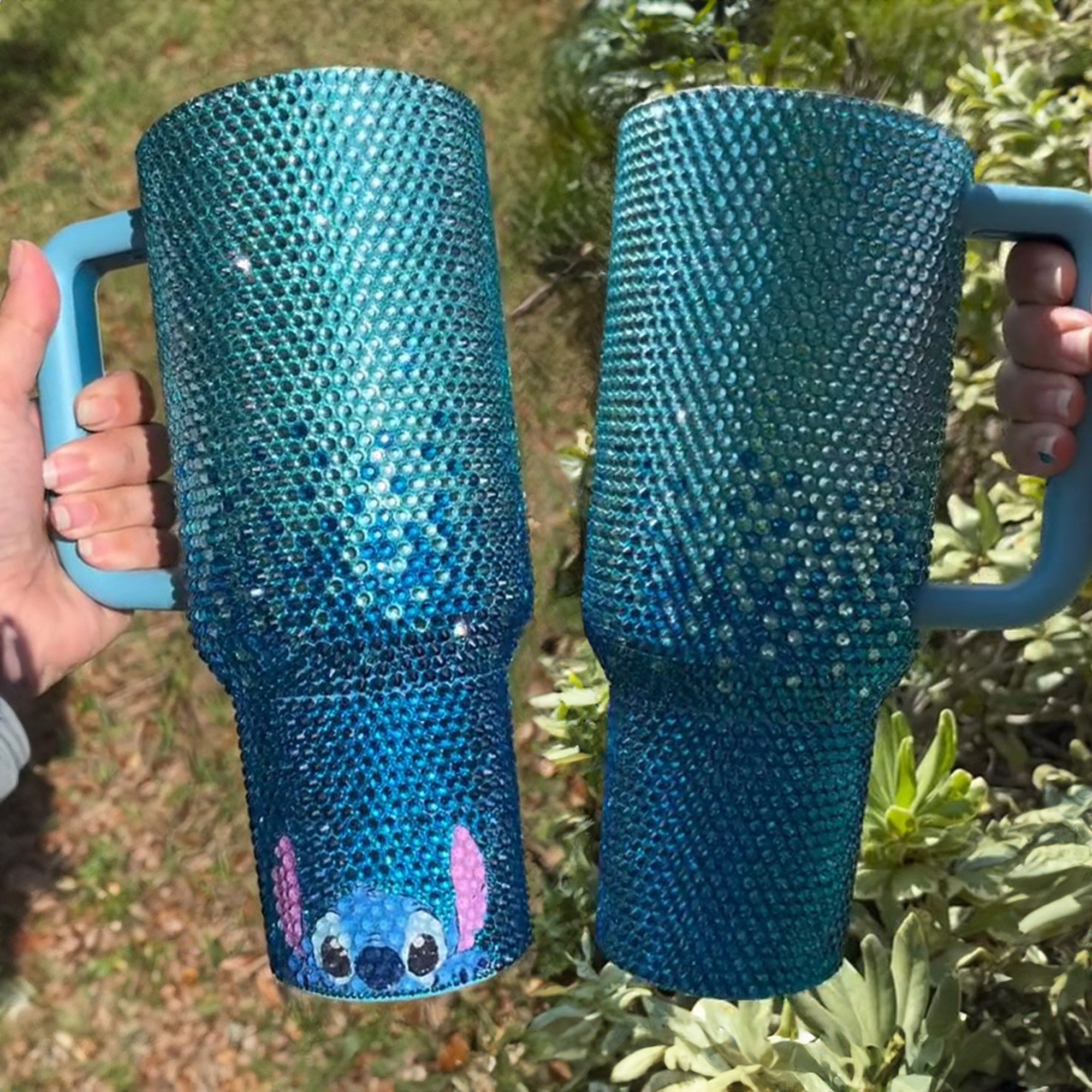 Rhinestone Bling Stitch Cartoon Custom Stanley Quencher 40oz Stainless Steel Tumbler With Handle