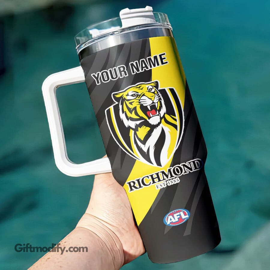 Richmond Tigers AFL Custom Stanley Quencher 40oz Stainless Steel Tumbler With Handle
