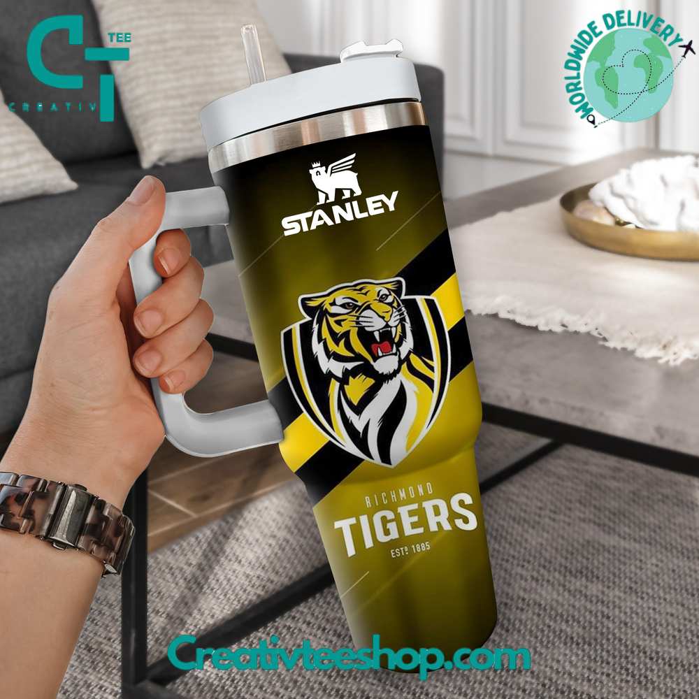 Richmond Tigers AFL Custom Stanley Quencher 40oz Stainless Steel Tumbler With Handle