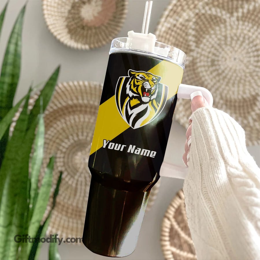 Richmond Tigers AFL Custom Stanley Quencher 40oz Stainless Steel Tumbler With Handle