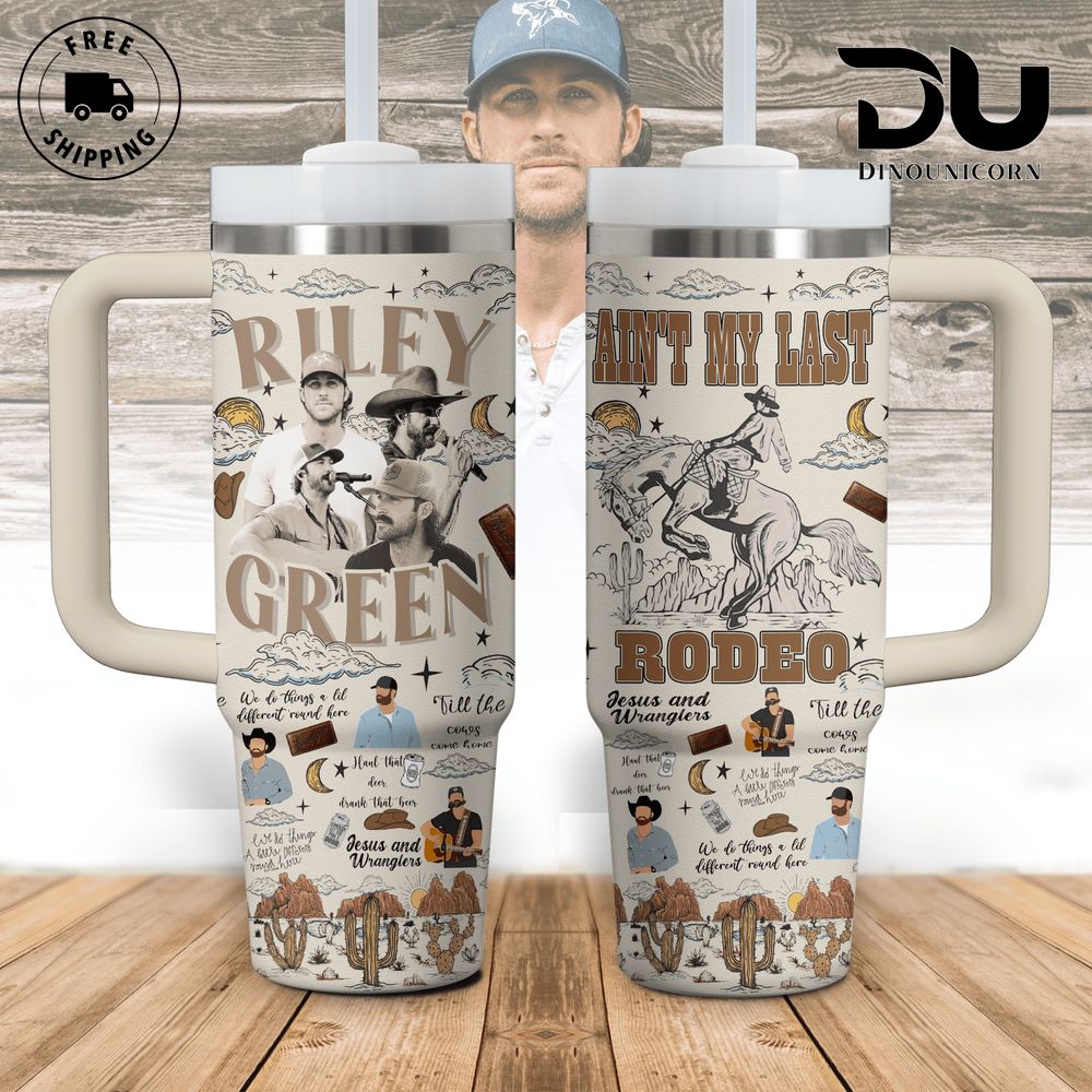 Riley Green Music Custom Stanley Quencher 40oz Stainless Steel Tumbler With Handle