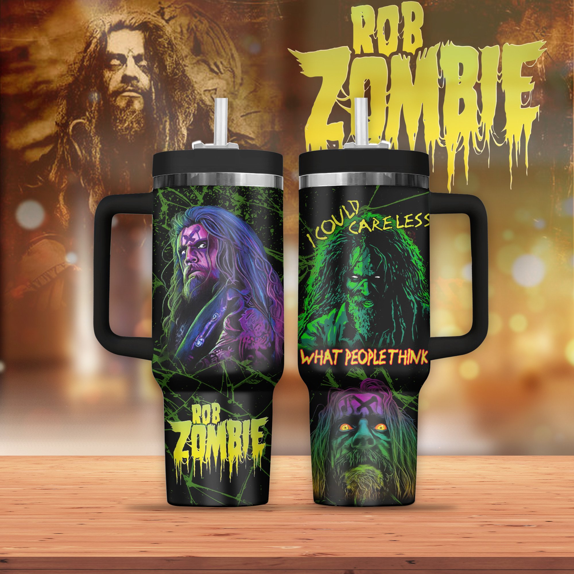 Rob Zombie Music Custom Stanley Quencher 40oz Stainless Steel Tumbler With Handle