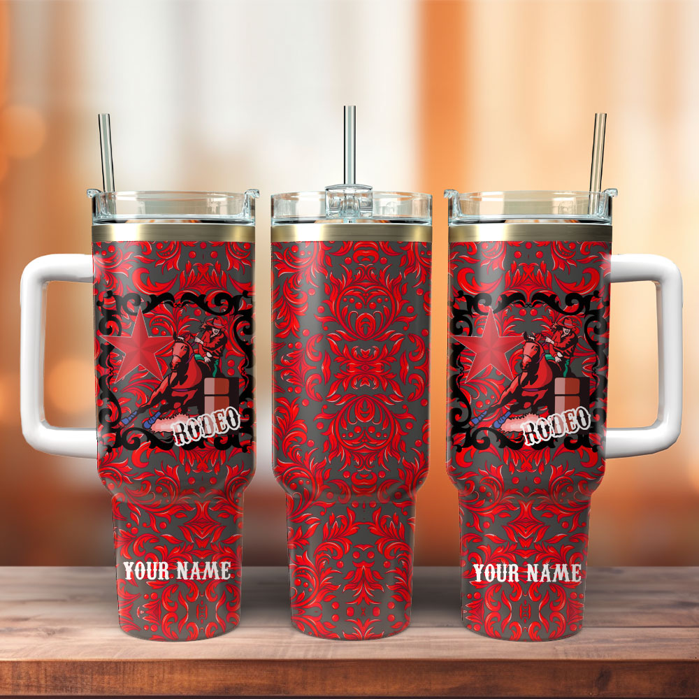 Rodeo Artwork Custom Stanley Quencher 40oz Stainless Steel Tumbler With Handle