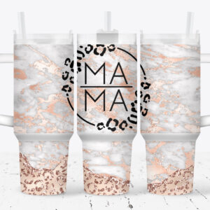 Rose Gold Splash Custom Stanley Quencher 40oz Stainless Steel Tumbler With Handle