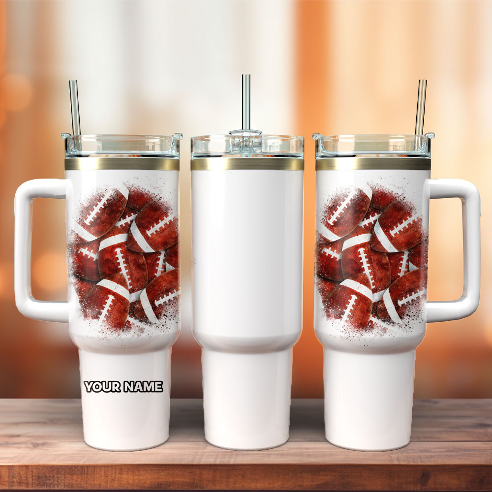 Rugby Artwork Custom Stanley Quencher 40oz Stainless Steel Tumbler With Handle