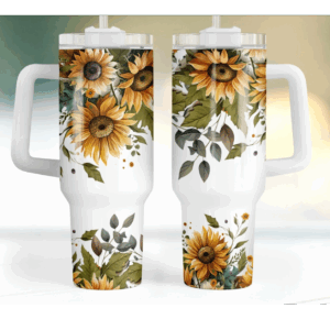 Rustic Sunflower Custom Stanley Quencher 40oz Stainless Steel Tumbler With Handle