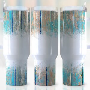 Rustic Wood Custom Stanley Quencher 40oz Stainless Steel Tumbler With Handle