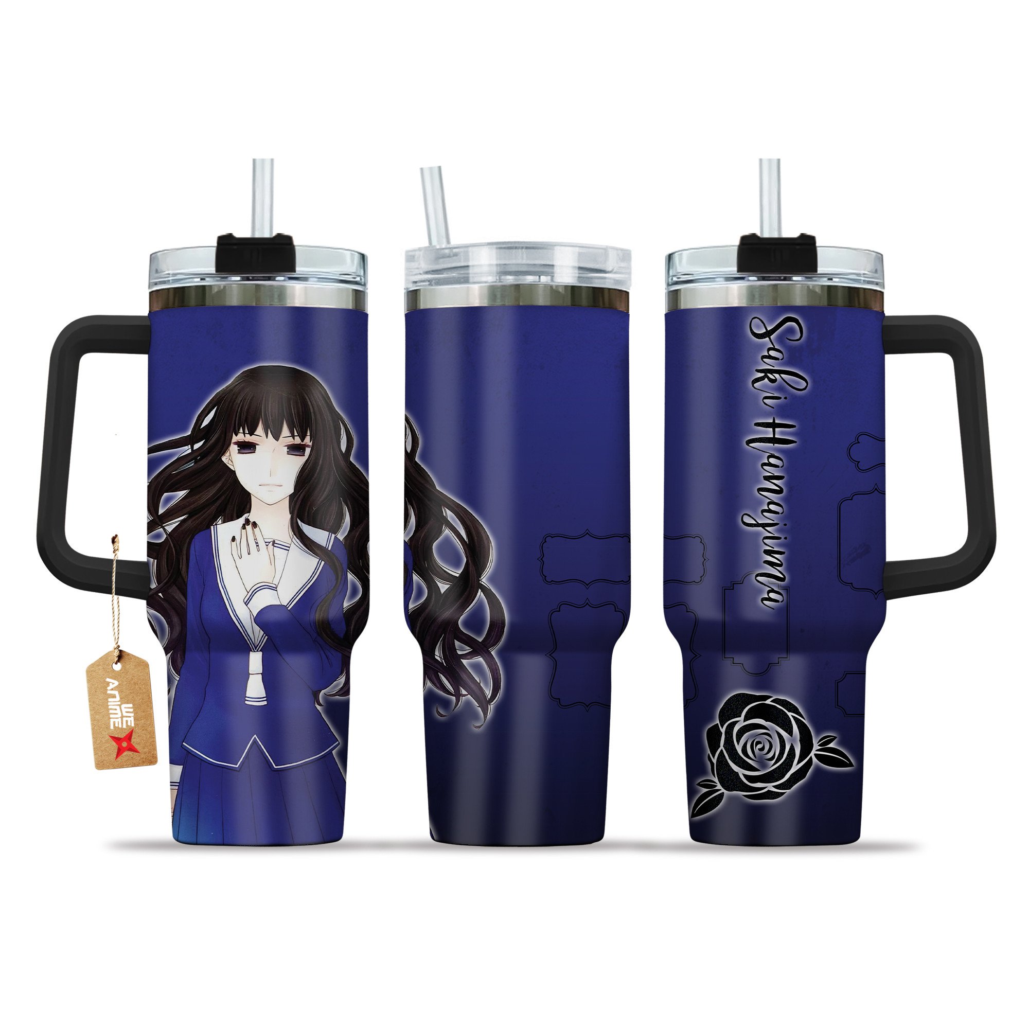 Saki Hanajima Fruits BasketÂ Anime Custom Stanley Quencher 40oz Stainless Steel Tumbler With Handle