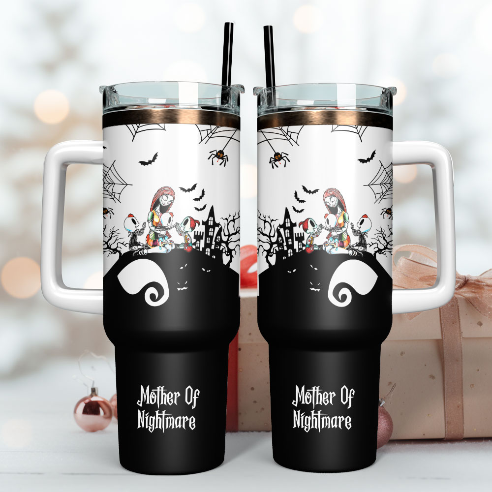 Sally Skellington Mother Of Nightmares Cartoon Custom Stanley Quencher 40oz Stainless Steel Tumbler With Handle