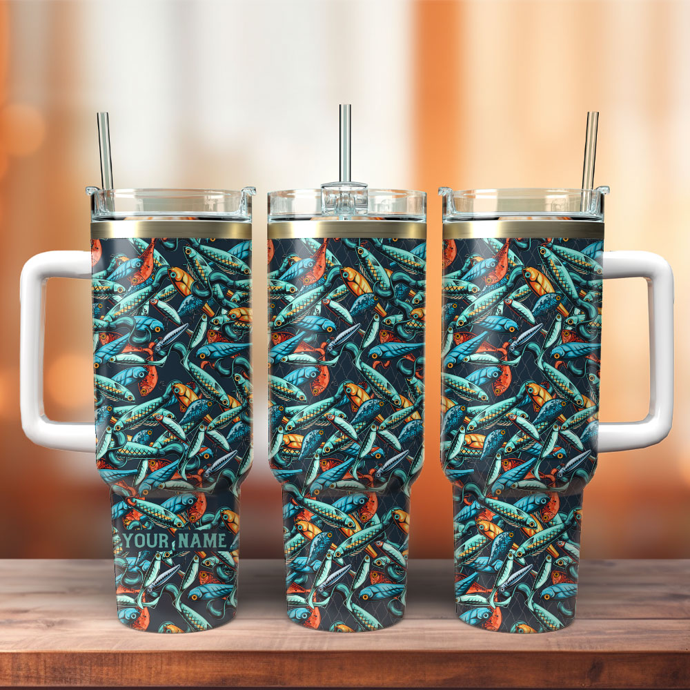 Salmon Artwork Custom Stanley Quencher 40oz Stainless Steel Tumbler With Handle