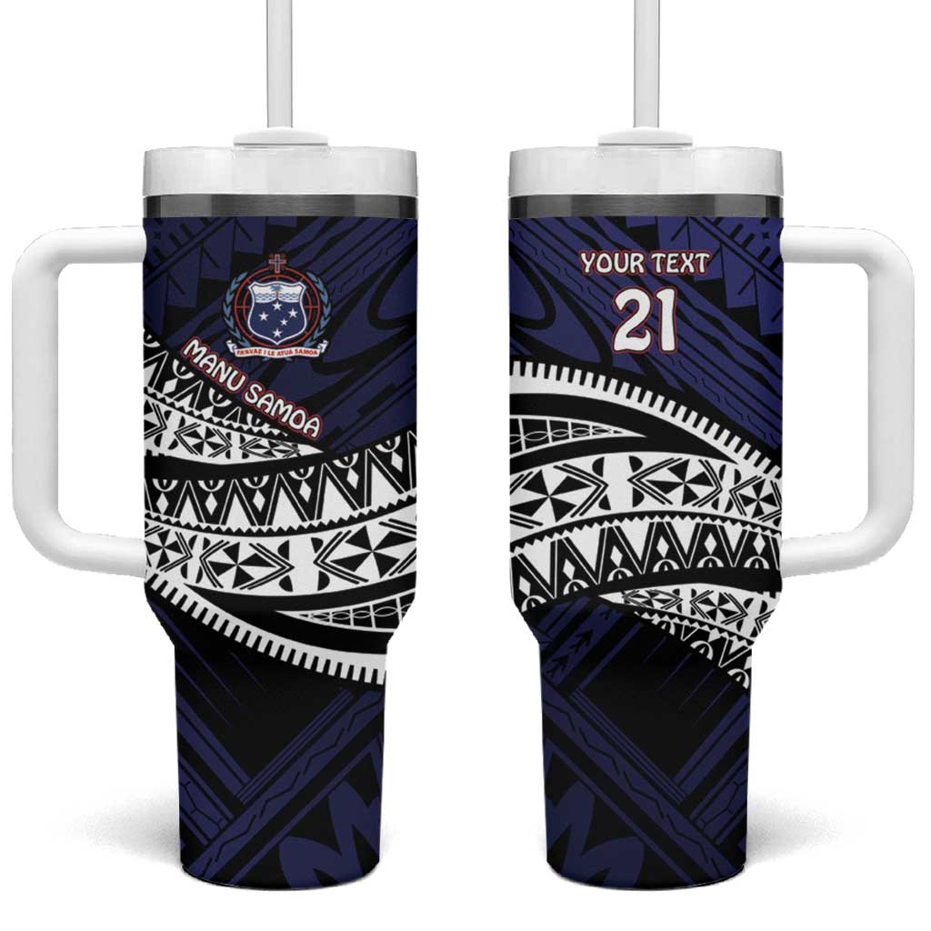 Samoa Rugby Pacific Samoan Warrior Tribal Custom Stanley Quencher 40oz Stainless Steel Tumbler With Handle